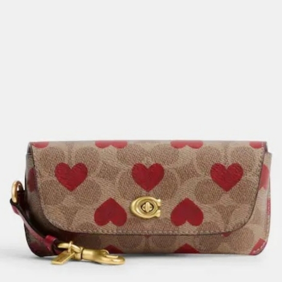 NWT - Coach Sunglasses Case Heart Print Signature Canvas - Picture 1 of 8
